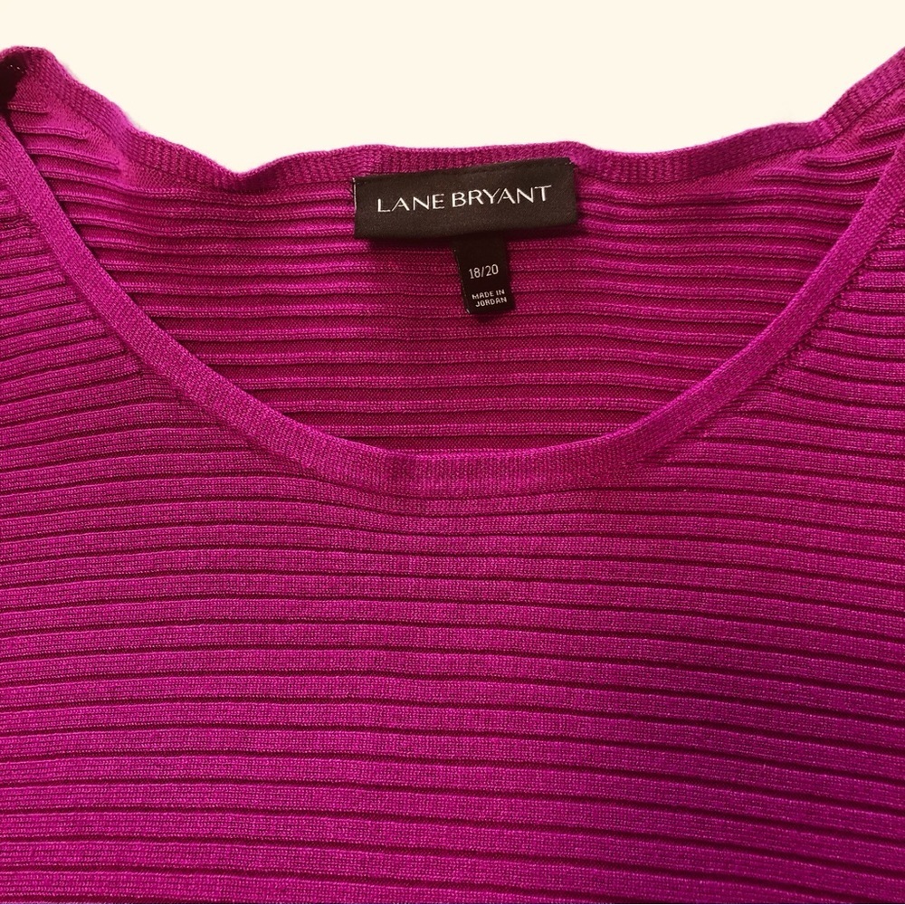 Lane Bryant 18/20 Fuchsia Cross Rib Boat Neck Pullover Sweater - Picture 3 of 10